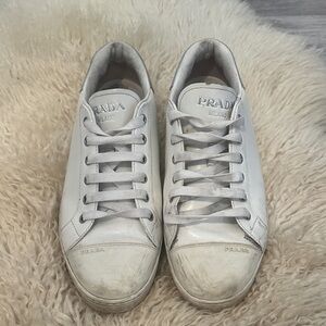 Prada Classic White Leather Sneakers